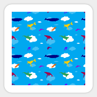 Whales and dolphins in the clouds Sticker